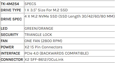 Tekram USA TK-4M11 Caja Externa 4 Bahías M.2 NVMe con Cable miniatura 2