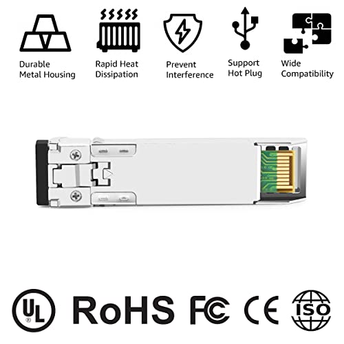 Image of 10GBASE-SR SFP+ Optical Transceiver Module Compatible with HPE BladeSystem 455883-B21 850nm 300m DDM Duplex LC MMF