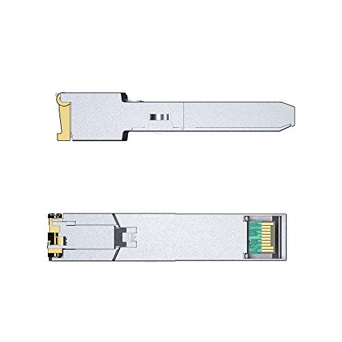 Image of H!Fiber 10 /100 /1000BASE-T SFP to RJ45 Module, Auto-Negotiation Copper SFP Mini-GBIC Transceiver for Cisco GLC-T /SFP-GE-T /GLC-TA, Meraki MA-SFP-1GB-TX, Mikrotik S-RJ01, Netgear, Ubiquiti, up to 100m