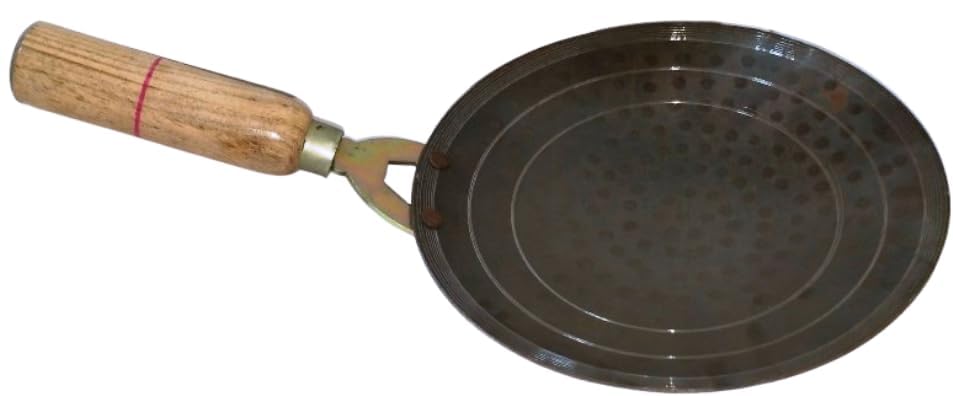Iron Tawa, Original Handmade Loha Iron Lokhand Roti/Chapati Tawa with Wooden Handle (Original Tawa Purchased only Sold and Fulfilled by Anjali Enterprises)