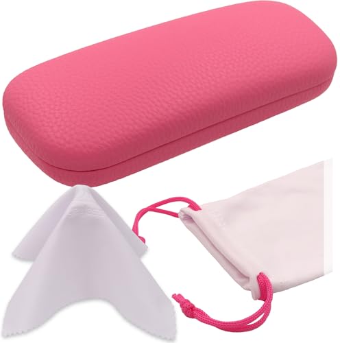 MyEyeglassCase Women's Hard Eyeglass Case | Protective Hard Shell Glasses Case with Pouch and Cloth