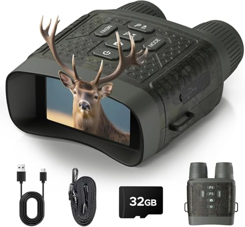 4K 48MP Night Vision Goggles 10X Zoom Night Vision Binoculars & 5000mAh Rechargeable Battery for 400m Range Game Spotting Includes 32GB SD Card Perfect for Outdoor Camping & Security
