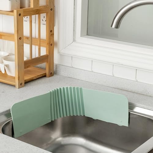 Protector de salpicaduras de silicona para encimera de cocina, pantalla flexible antisalpicaduras a prueba de salpicaduras de agua con ventosas fuertes, 42,5 x 17 x 1 cm, blanco (azul claro)