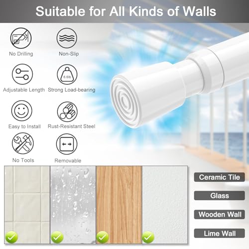 image for AIZESI Spring Tension Rods Adjustable Tension Curtain Rod Small Tensio