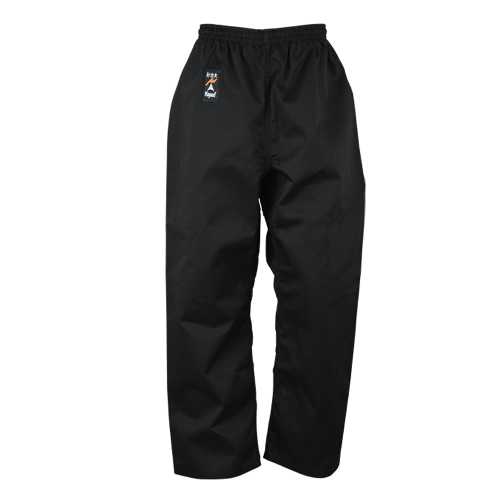 Playwell Martial Arts Karate Black 100% Cotton Medium Weight Trousers - 9oz - NEW (6/190cm)
