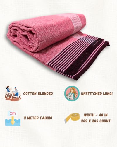 Image of Self Design Blended Solid cotton lungi for men | Daily Wear, Home Wear & Relaxation | 2 Meter | Unstitched