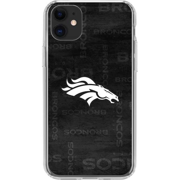 Skinit Clear Phone Case Compatible with iPhone 11 - Officially Licensed NFL Denver Broncos Black & White Design