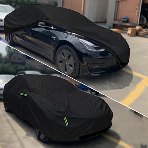 Image of Compatible with Tesla Model 3 Car Cover, All Weather UV Protection Full Exterior Accessories Waterproof with Zipper Charging Port for Tesla Model 3 Cover Outdoor 2017-2023