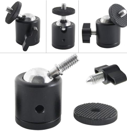 Image of BROLAVIYA 2 Pack Ball Head, 360 Degree Aluminum Alloy Rotating Swivel Tripod Ball Head with 1 /4 inch Screw Thread Head for Cameras, Camcorders, Smart Phone, Gopro, LED Video Light, Black