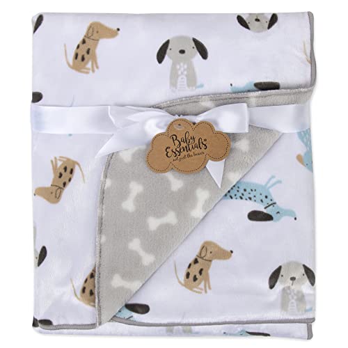 Image of Sherpa Fleece Baby Blankets for Boys and Girls - Colorful, Reversible Baby Blankets for Newborns, Infants, Toddlers, and Nursery (Puppy Grey)
