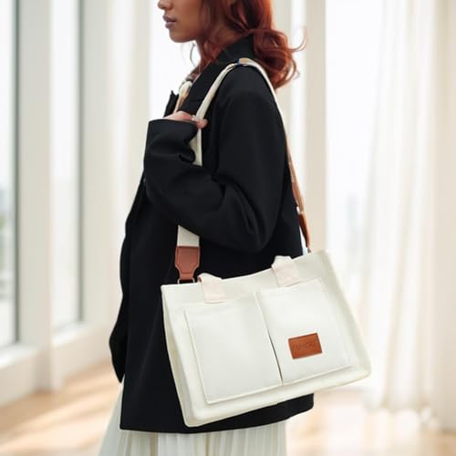 Image of Canvas Tote Bag for Women,Large Totes Bags with Pockets,Womens Crossbody Purse Handbags for Travel Work Gift,2 Sizes
