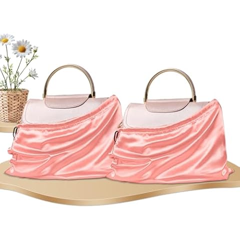 RUDONG M 2 Pack Satin Dust Bags for Handbag, Silky Dust Cover Bags with Drawstring, Peach Purse Dust Bags for Storage, Travel Pouch Clothes Shoes Cover