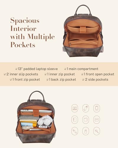 Missnine Backpack Purse For Women, Pu Leather Travel Backpack, Designer Shoulder Bag With Secured Zippers thumb #2