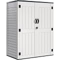 YITAHOME 59 Cuft Outdoor Tall Storage Shed, Waterproof Vertical Resin Shed for Garden, Garage, Patio, Lockable Tool Storage, No Shelves Included, Light Gray