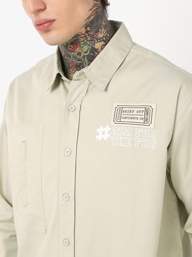 Chemise typographie crème style oversize et coupe ample XXL