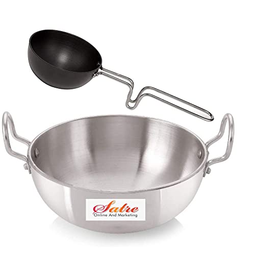 Satre Online and Marketing Aluminium Kadai Deep Pan Size No-13 with Non Stick Aluminium Tadka Pan(Fry Pan) Size No-6 Set of 2 - Image 2