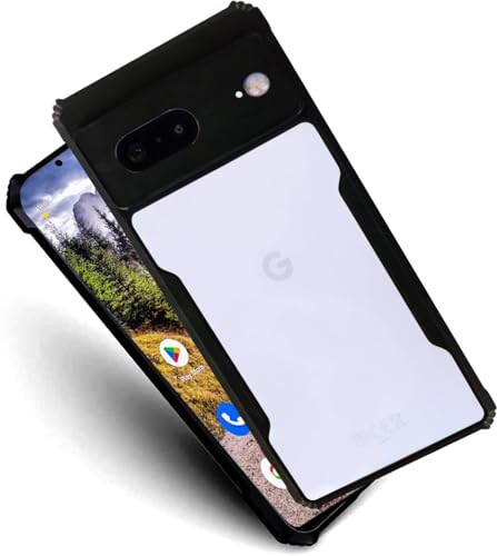 Image of AIBEX Crystal Clear Back Cover Case for Google Pixel 7 | 360 Degree Protection | Shock Proof Design | Transparent Back Cover Case (PC & TPU, Black Bumper)