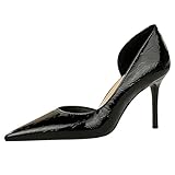 MATÉRIAUX DE HAUTE QUALITÉ --- Les chaussures à talons hauts pour femmes avec talons de 8 cm sont fabriquées en cuir verni et disposent de talons stables pour garantir la durabilité des chaussures, avec des détails finement travaillés, reflétant une qualité haut de gamme.