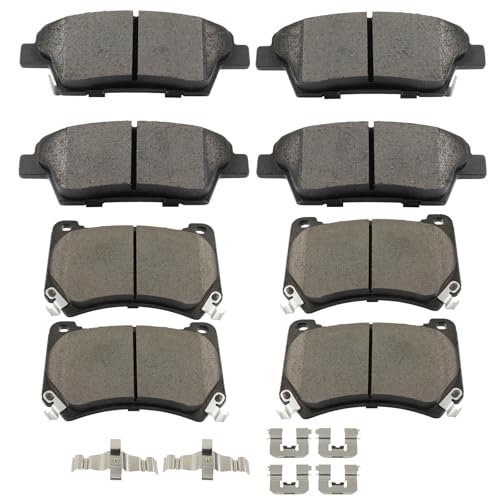 Image of SCITOO D1551 D1396 Front & Rear Ceramic Brake Pads Sets w /Hardware Replacement For Hyundai For Genesis 2013-2014