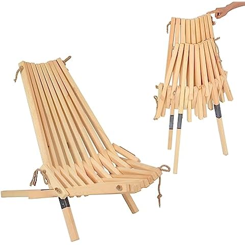 laddawan Adjustable Folding Wooden Outdoor Chair -Stylish Low Profile Pine Wood Lounge Chair for The Patio, Porch, Lawn, Garden,Beach or Home Furniture (1, Wooden Foldable) Cover