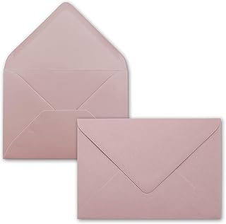 Lote de 50 sobres B6, 17,5 x 12,5 cm, color rosa antiguo, cierre húmedo con solapa puntiaguda, 120 g/m², para bodas, tarjetas de felicitación, invitaciones