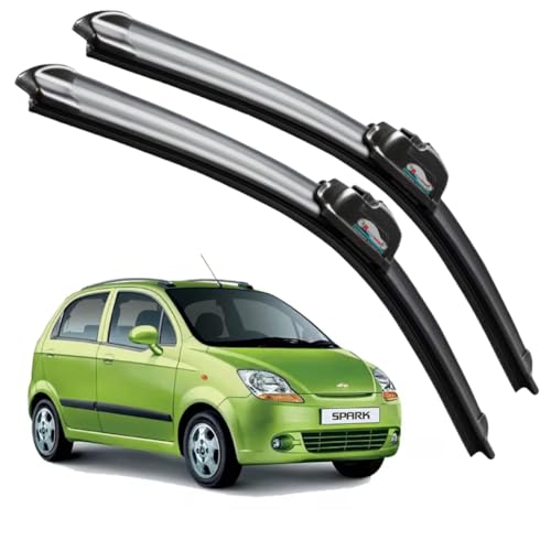 Image of Frameless Rubber Car Wiper Blades Set of 2 Compatible with (Chevrolet Spark (2009-2016) (D-22,P-14))