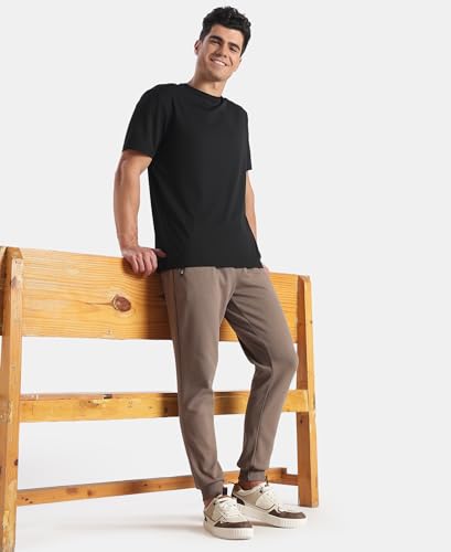 Image of Jockey AM05 Men Super Combed Cotton Rich Pique Slim Fit Jogger with Zipper Pockets