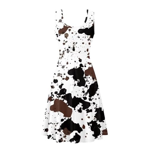 Image of Women's Casual Loose Sundress Midi Sleeveless Crewneck Dress Summer Beach Tank Dress with Pockets