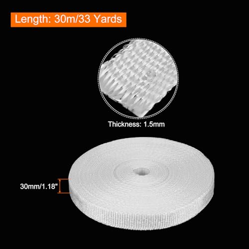 Image of MECCANIXITY 1pcs Fiberglass Cloth Tape 30m(33 Yard) x30mmx1.5mm C Glass Fiber Fiberglass Mesh Glass Fiber Mesh Woven Fiberglass Fabrics Insulation Tape for Reinforcement Repair