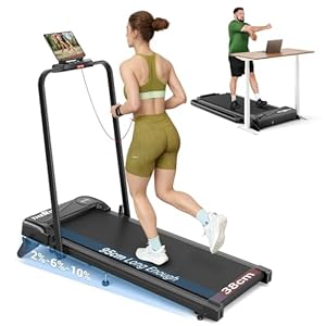 THERUN Laufband für Zuhause Klappbar,Walking Pad Leise mit 10% Manuelle Steigung & LED-Anzeige,Treadmill bis 10 km/h,Doppelte Stoßdämpfung Laufband Schreibtisch für Zuhause & Büro (Manuelle Neigung)
