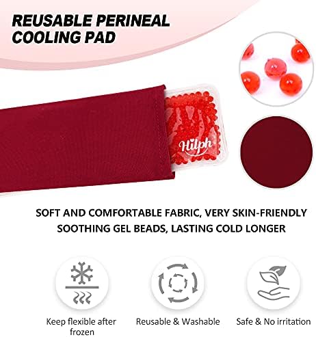 Hilph Perineal Cold Packs, Perineal Ice Packs Postpartum Ice Pads for Hemorrhoid Pain Relief and Vaginal Recovery, Reusable 2 Cooling Maternity Ice Pads After Birth with 4 Soft Washable Sleeves