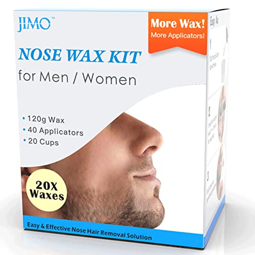 120g Wax Nose Wax Kit, Nose Hair Wax, Nose Wax with 40 Applicators, Quick and Painless Nose Hair Waxing Kit for Men and Women, Waxing Kit for Nose, Eyebrow, Mustache and Ear Hair (20~25 Times Usage)