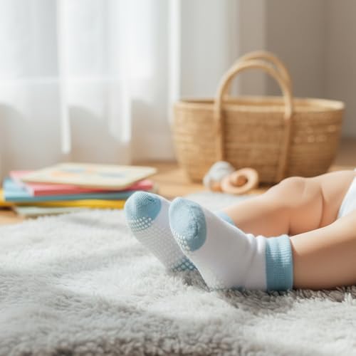 Image of MOMISY Baby Girl Boys children Non Slip Socks Toddlers Infant Warm Cotton Stretch Anti skid Socks-6 Pairs