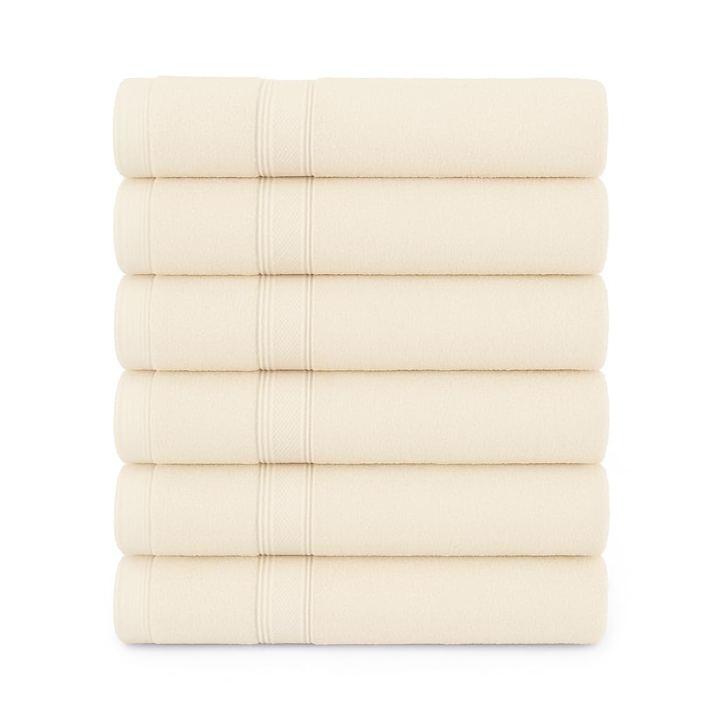 Diamond Tex Bathroom Towel Set of 6 (2 Bath Sheets 2 Hand Towels 2 Face Cloths) Quick Dry Soft Absorbent Shower Towels with Hanging Loop 100% Cotton 6000GSM Towels