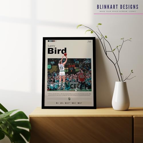 Image of BLINKART Larry Bird | Nba Basketball Player | Synthetic Wood Photo Framed Wall Hanging Poster For Room & Office Bedroom Living Boys And Girl Room Home Wall Hanging | 13x10 Inches