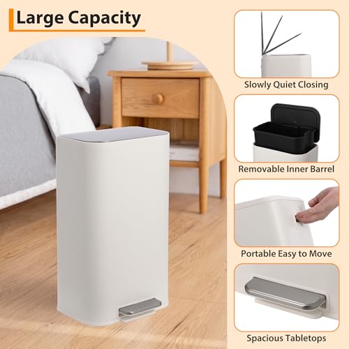 Caneca de basura IDEALHOUSE acero inoxidable 30L blanca miniatura 7