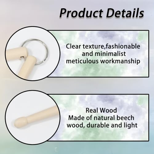 Mini baquetas de madera para percusión con llavero miniatura 3