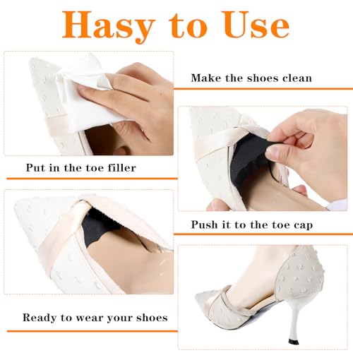 Image of Toe Inserts for Shoes Too Big, 4 Pairs Adjustable Shoe Filler Inserts Half-Size Cushion Insoles Make Shoes Fit One Size for Women and Men Casual Sports High Heels Boots (Black & Khaki)