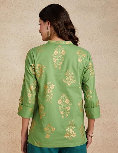 Image of Amazon Brand - Myx Women's Printed Regular Cotton Short Kurti (Available in Plus Sizes)