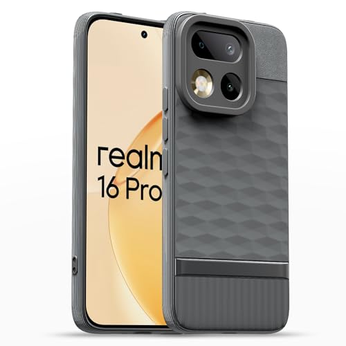 Image of Pikkme Back Cover for Realme 16 Pro 5G Camera Protection 3D Hexa Cube Design Silicone Protective Bumper Case (Grey)