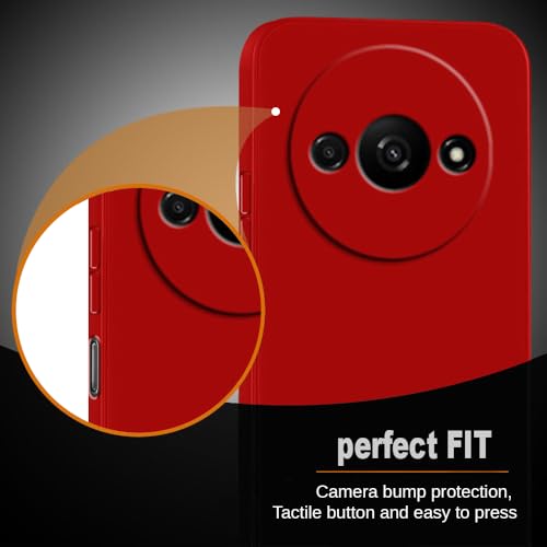 Image of Back Cover for Mi Redmi A3 4G / Poco C61 4G | Full Camera Protection | Premium Liquid Silicon Case | Flexible Bumper Case for Mi Redmi A3 4G / Poco C61 4G (Red)