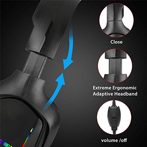 Fone de ouvido para jogos LCAZ RGB Som Surround Fones de ouvido USB 3,5 mm, fones de ouvido USB para