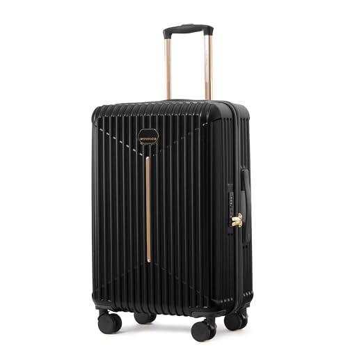 Image of Midnight Voyager Check-in Medium 67.5cm | Trolley Bag Hard Case Polycarbonate, 4 Wheels 360 Degree Wheeling System Luggage, Suitcase for Travel, with Front Laptop Access (Ebony Black)