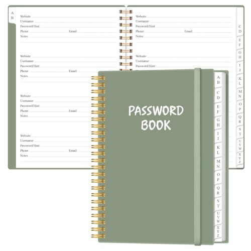 Heveboik Password Book with Alphabetical Tabs - Large Size Password Keeper Journal Notebook for Computer & Website Logins, 6.4
