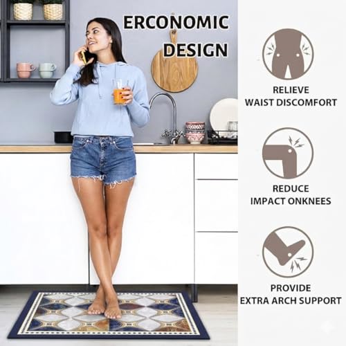 Image of Kitchen Anti Slip Mat for Floor, Waterproof Washable Kitchen Mats, Non Slip Kitchen Floor Mats for Home, Soft Mats for Kitchen, Kitchen Mats for Floor Anti Slip (Arabic Style)