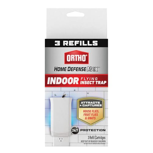Ortho Home Defense Max Indoor Flying Insect Trap Refills - Light Sticky Trap for House Flies, Fruit Flies, and Gnats, 3 Refill Cartridges