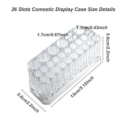 Image of Clear Acrylic Lipstick Organizer Makeup Nail Brush Eyeliner Lip Liner Holder 26 Spaces Cosmetic Display Case