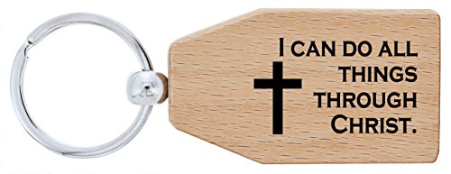 Christian Gifts I Can Do All Things Through Christ Wood Keychain Key Tag Christian Gifts for Kids Teens