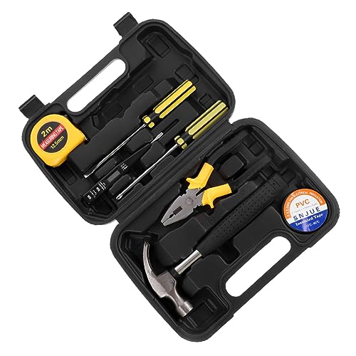 SHINEOFI 1 Juego Herramientas Reparaciones Domésticas y Automotrices Caja de Herramientas con Destornillador Martillo Alicates y Kit de Multifuncional Bricolaje