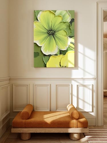 Toile texturée peinte à la main paysage vert SIOARCOURT déco - 5
